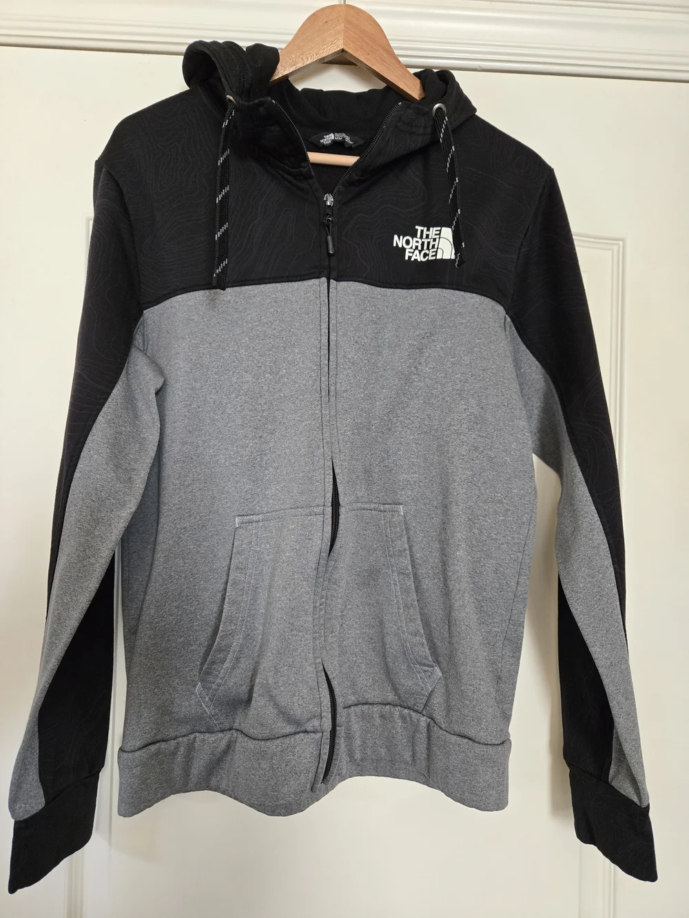 The North Face Black & Gray Two-Tone Hooded Zip Sweatshirt Jacket